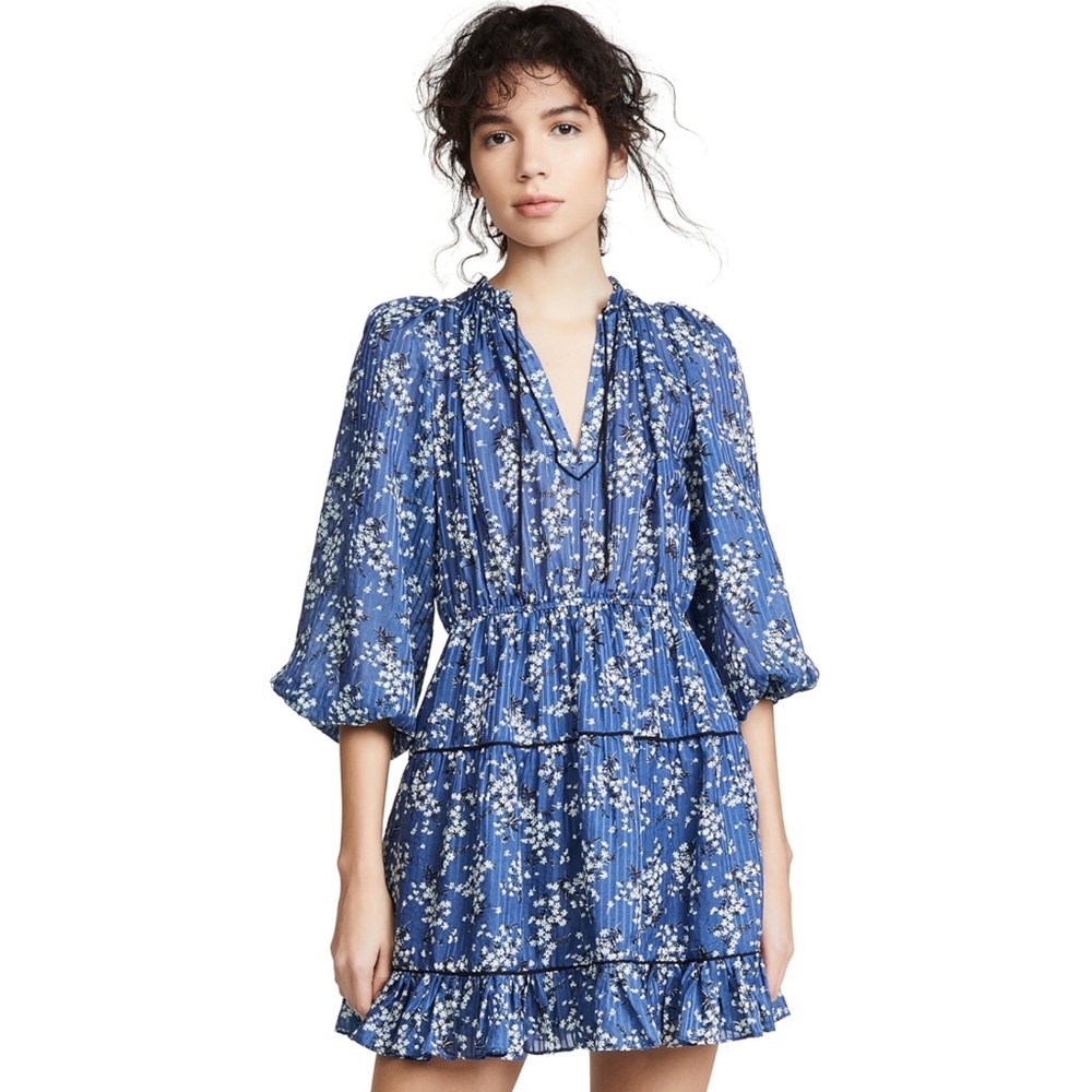 ULLA JOHNSON Brienne Dress Floral Peasant Style Mini Dress Size 8